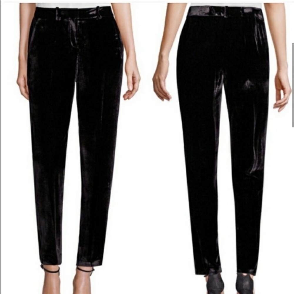 Elie Tahari Black Velvet Alanis Pant Straight Leg Dress‎ Pants 2